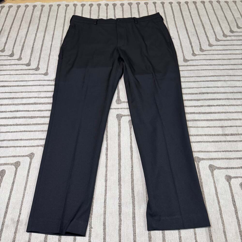 Savane Men's Black Flat Front Slim Fit Dress Pants